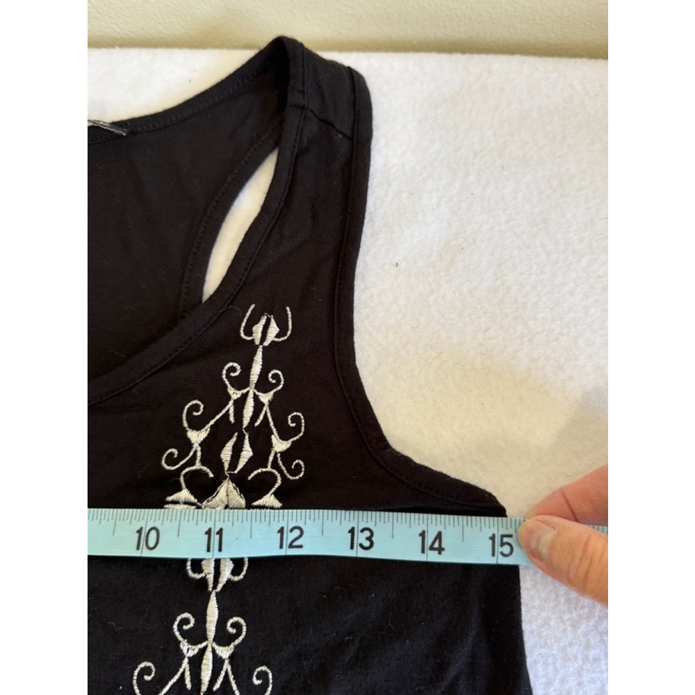 Women's Solitaire embroidered Maxi Dress Size M Black Sleeveless racerback - Picture 8 of 8